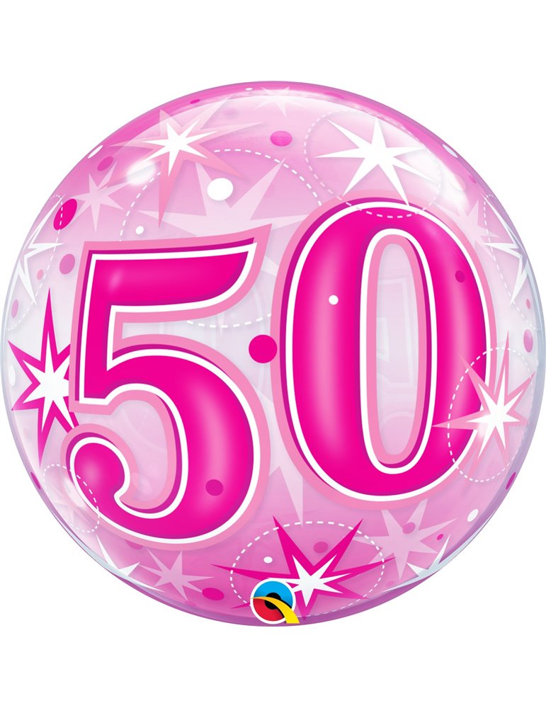 50 Pink Starburst Sparkle 22" balloon