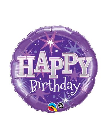 Birthday Purple Sparkle 18" balloon