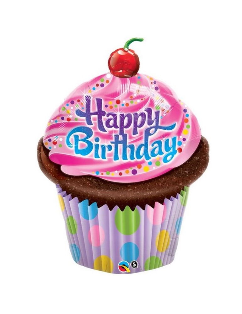 Birthday Frosted Cupcake 35" balloon