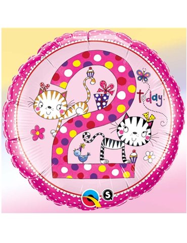 Rachel Ellen - Age 2 Kitten Polka Dots 18" balloon