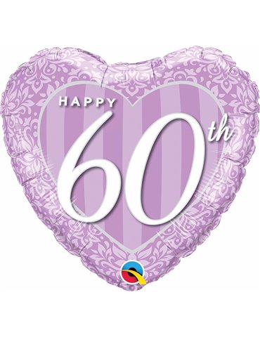 Happy 60th Damask Heart 18" balloon