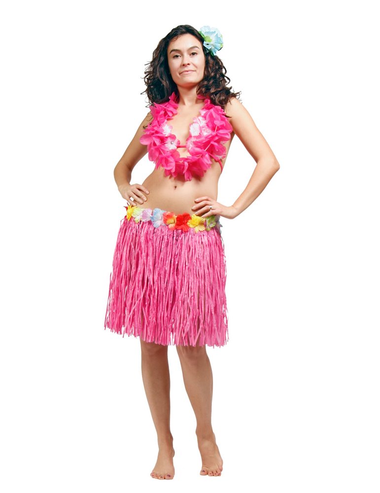 Hawaii Lei Skirt Pink 45cm