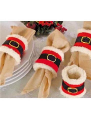 Christmas Napkin Rings Plush with White