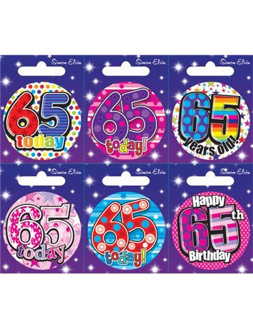 Badge Happy Birthday Age 65 - 6's