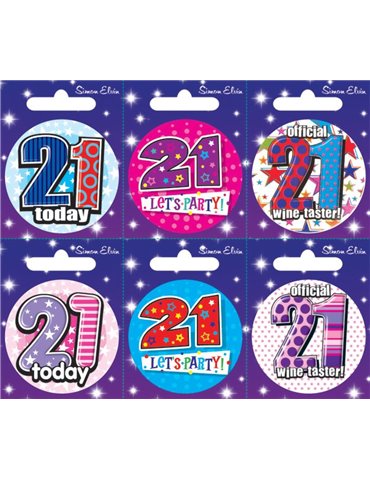 Badge Happy Birthday Age 21 - 6's