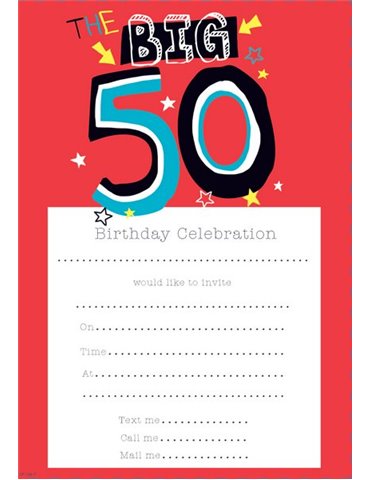 Paper Invitation Birthday 50th Male 20 S