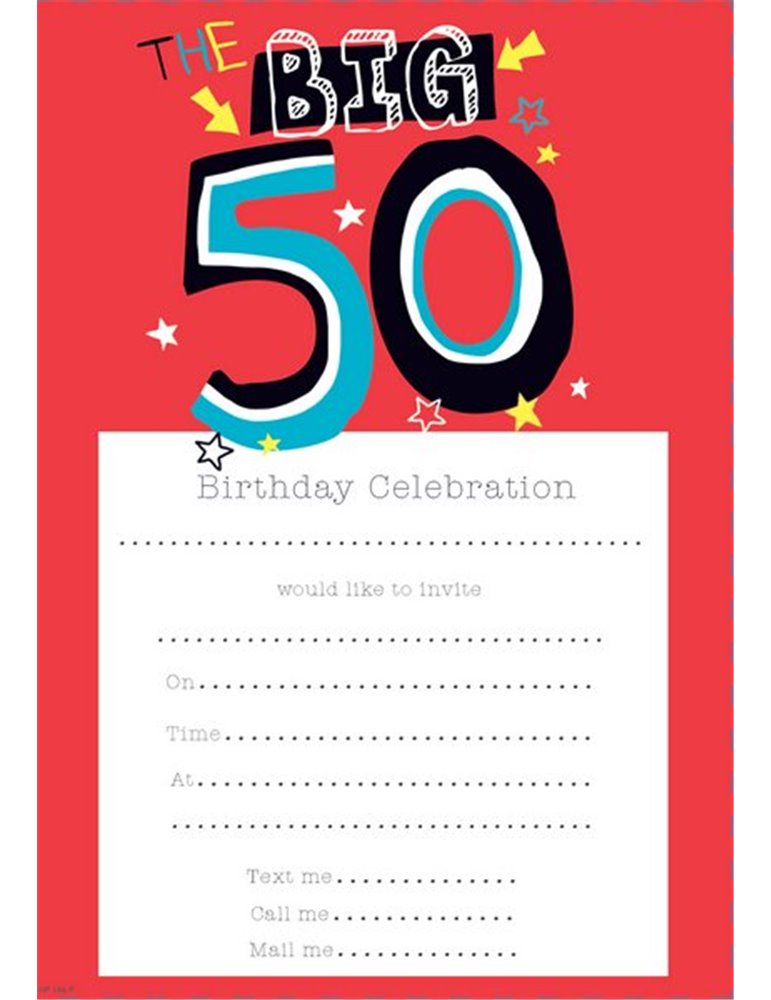 Paper Invitation Birthday 50th Male 20 S