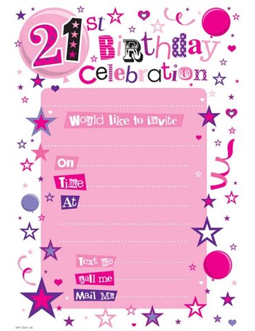 Paper Invitation Birthday 21st Female 20