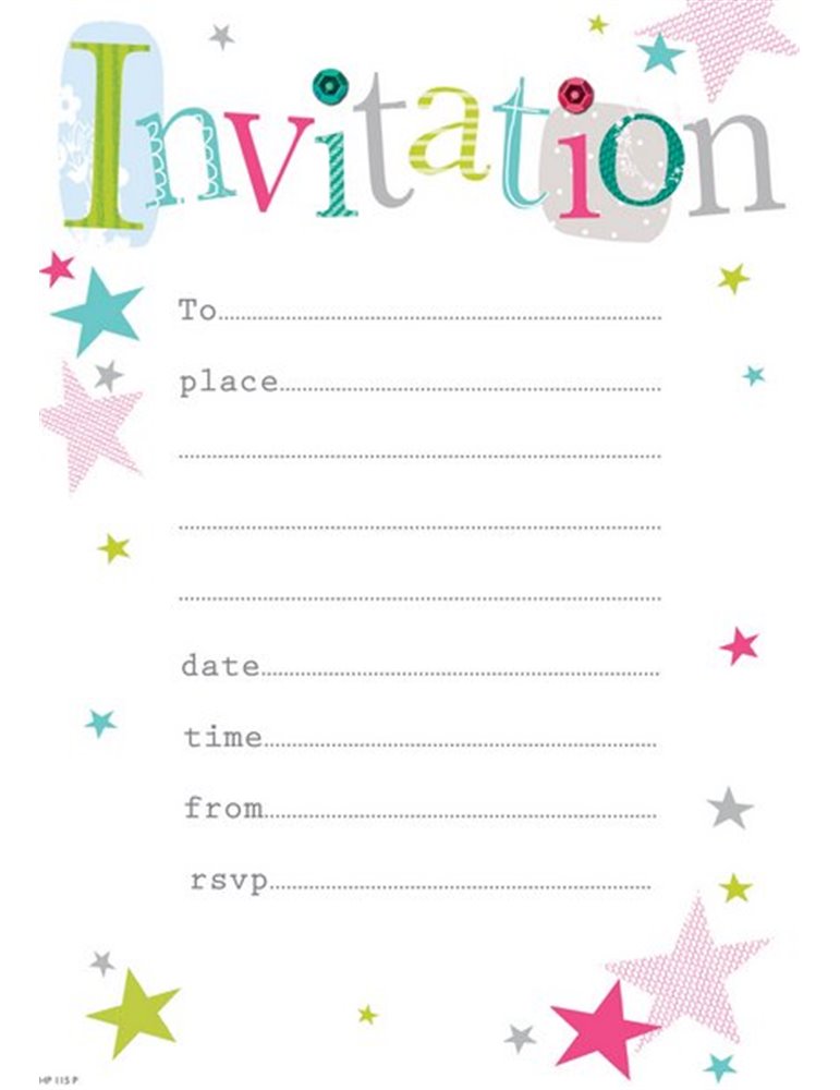 Paper Invitation Party 20 Sheets with En