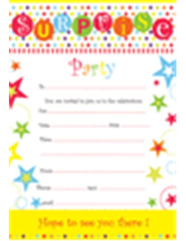 Paper Invitation Party Surprise 20 Sheet