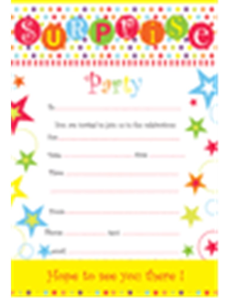 Paper Invitation Party Surprise 20 Sheet