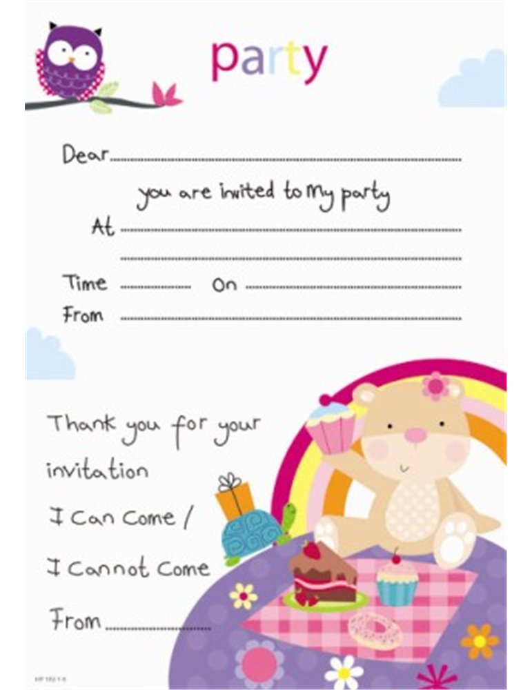 Paper Invitation Party 20 Sheets with En