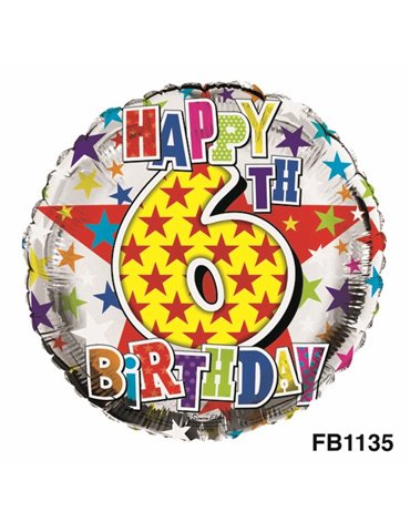 Balloon Foil - Happy Birthday 6th Unisex