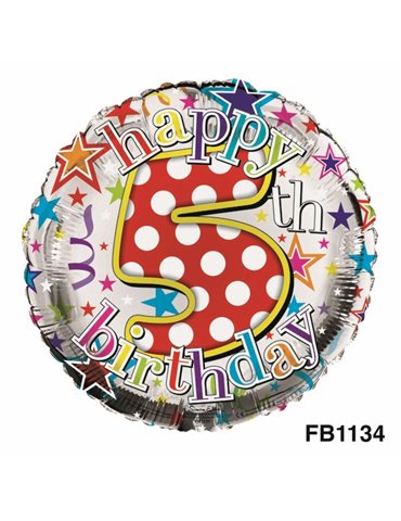 Balloon Foil - Happy Birthday 5th Unisex