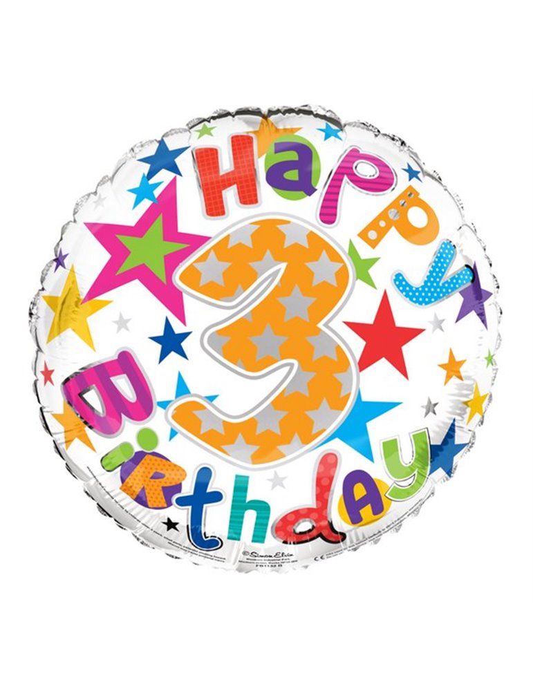 Balloon Foil - Happy Birthday 3th Unisex