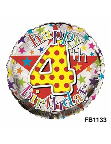 Balloon Foil - Happy Birthday 4th Unisex