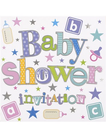 Card Baby Shower Invitation Foil 6 Pk