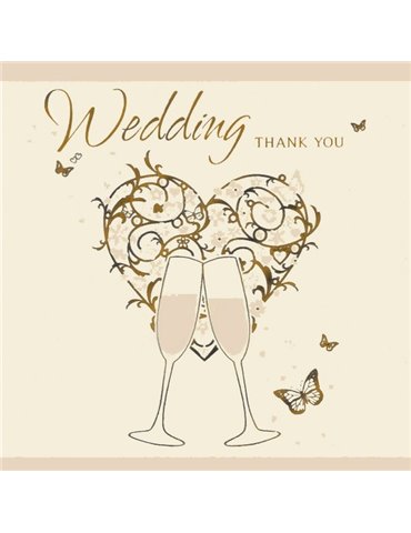 Card Wedding Thank You Foil 6 pk