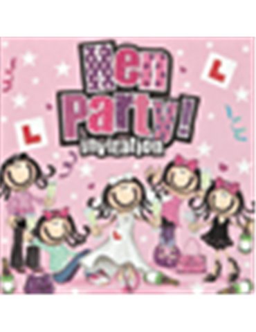 Card Hen Party Invitation Foil 6 Pk