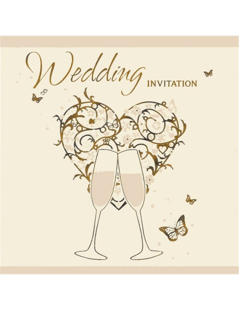 Card Wedding Invitation Foil 6 pk