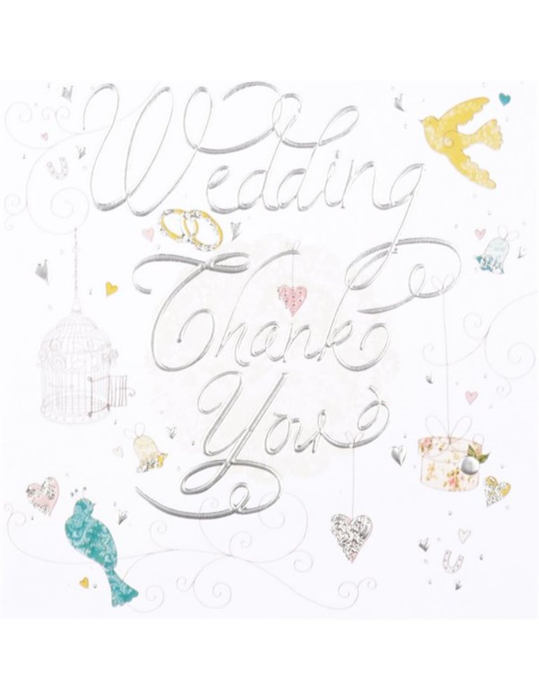 Card Wedding Thank You Foil 6 pk