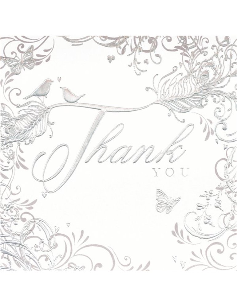 Card Thank You Wedding Foil  6 Pk