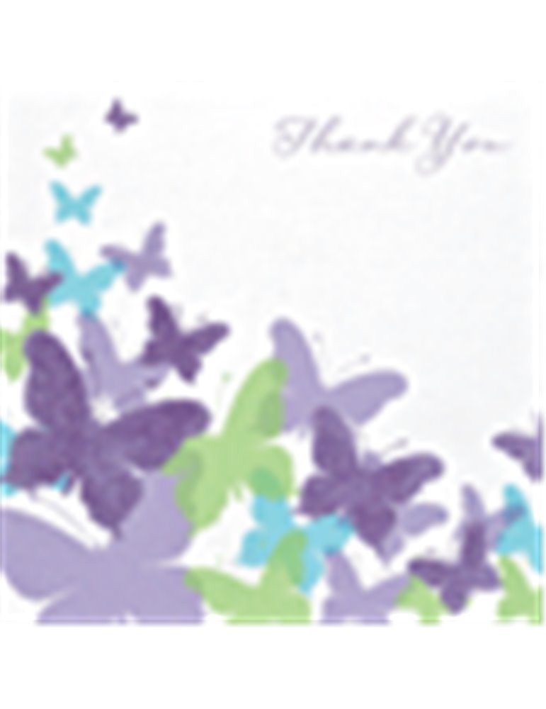 Card Thank You Pink Butterfly 6 Pk