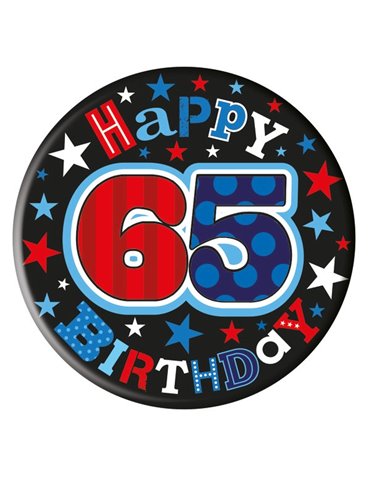 Badge Happy Birthday Age 65 Male 5cm