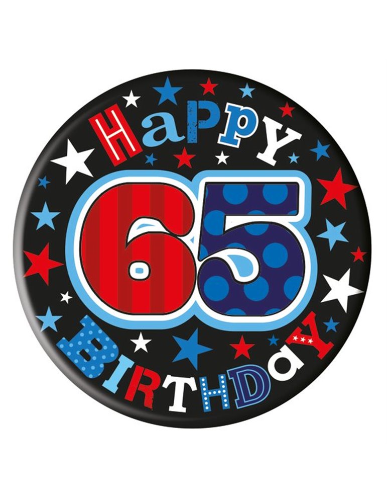 Badge Happy Birthday Age 65 Male 5cm