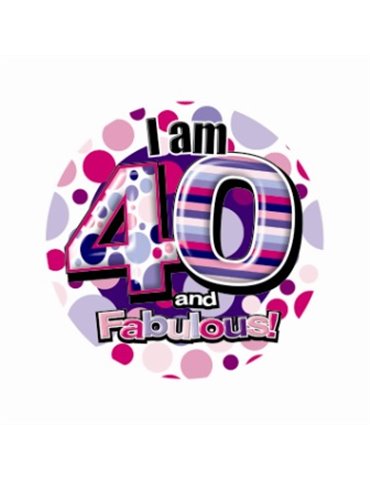 Badge Happy Birthday Age 40 Female 5cm