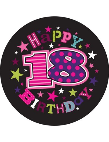 Badge Happy Birthday Age 18 Female 5cm