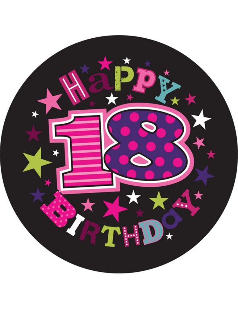 Badge Happy Birthday Age 18 Female 5cm