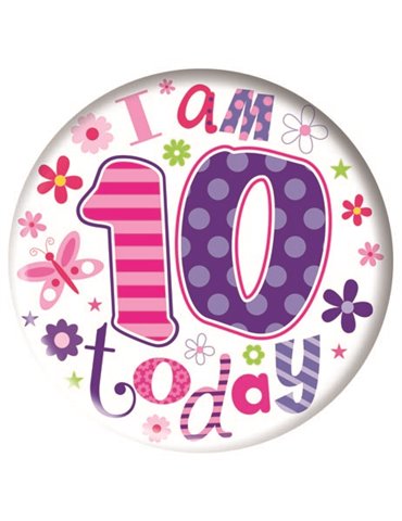 Badge Happy Birthday Age 10 Girl 5cm