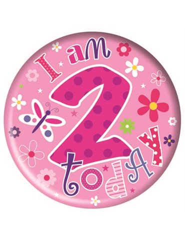 Badge Happy Birthday Age 2 Girl 5cm