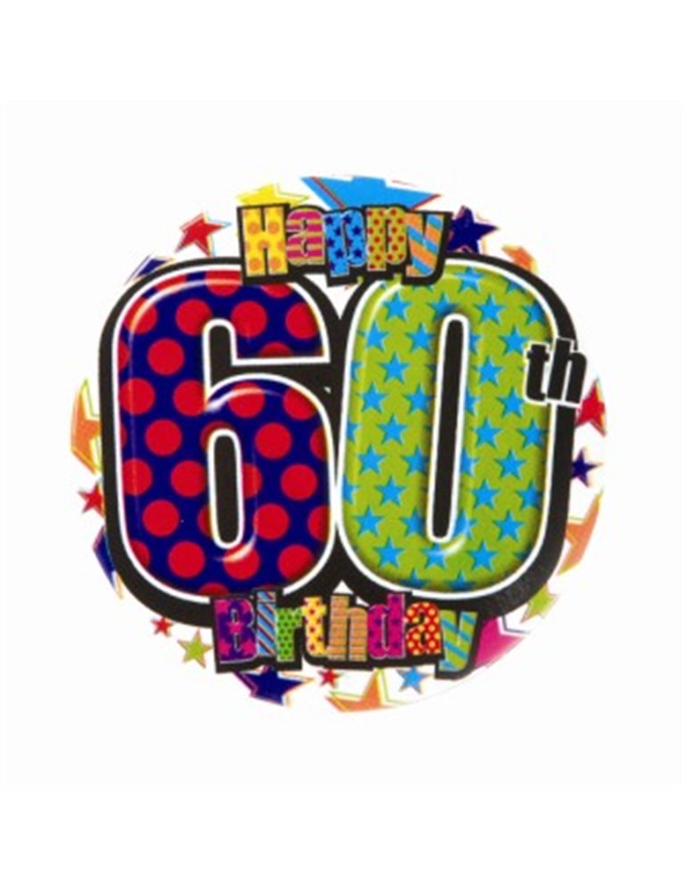 Badge Happy Birthday Age 60 Male 5cm