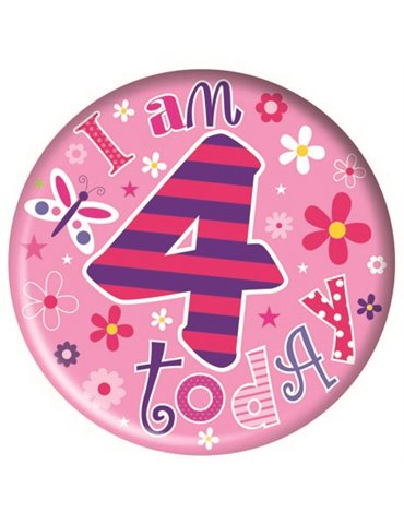 Badge Happy Birthday Age 4 - Girl 5cm