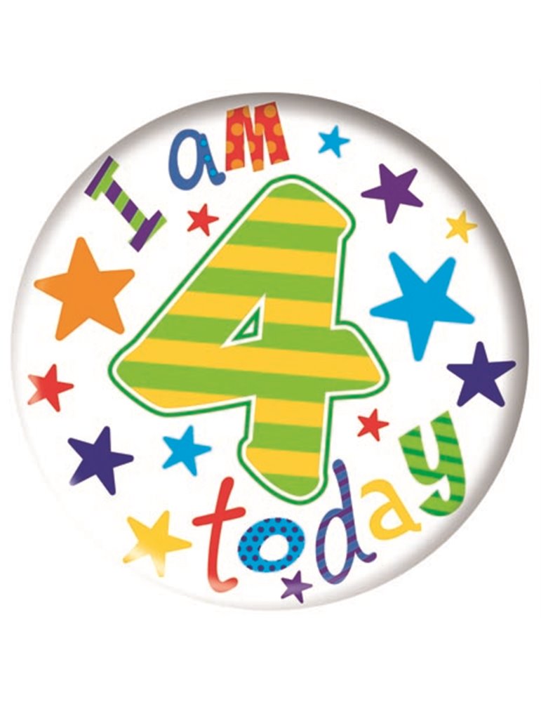 Badge Happy Birthday Age 4 - Boy 5cm