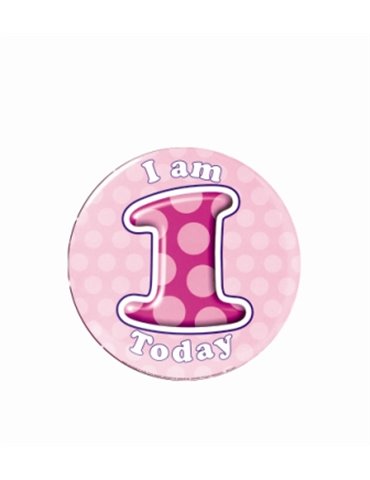 Badge Happy Birthday Age 1 - Girl 5cm