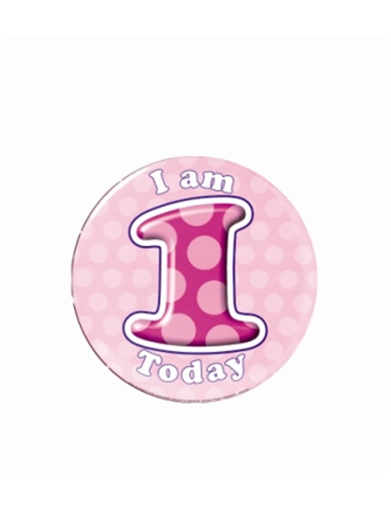 Badge Happy Birthday Age 1 - Girl 5cm