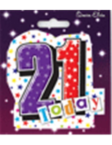 Badge Happy Birthday Age 21 Shaped