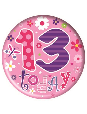 Badge Happy Birthday age 13 Girl 15cm