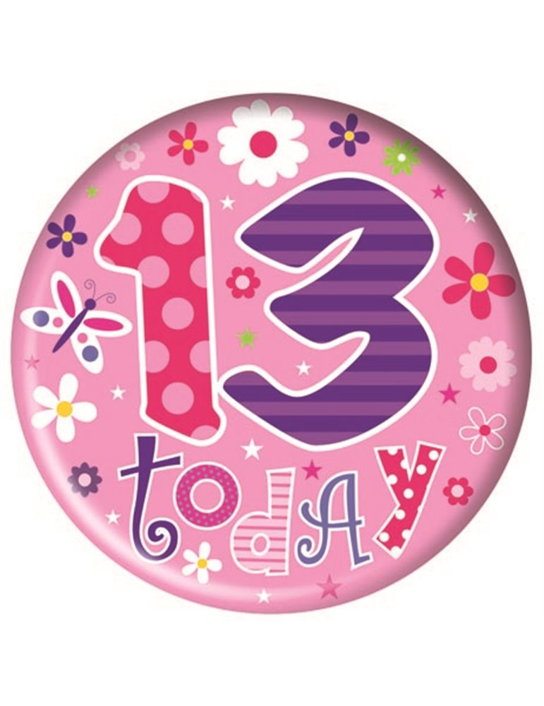 Badge Happy Birthday age 13 Girl 15cm