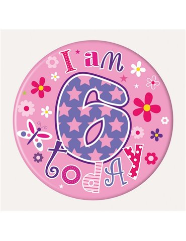 Badge Happy Birthday Age 6 Girl 15cm