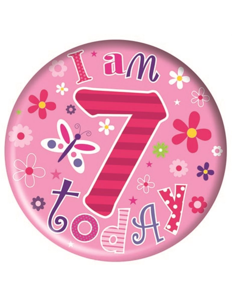 Badge Happy Birthday Age 7 Girl 15cm