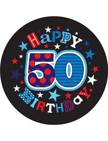 Badge Happy Birthday Age 50 Male 15cm