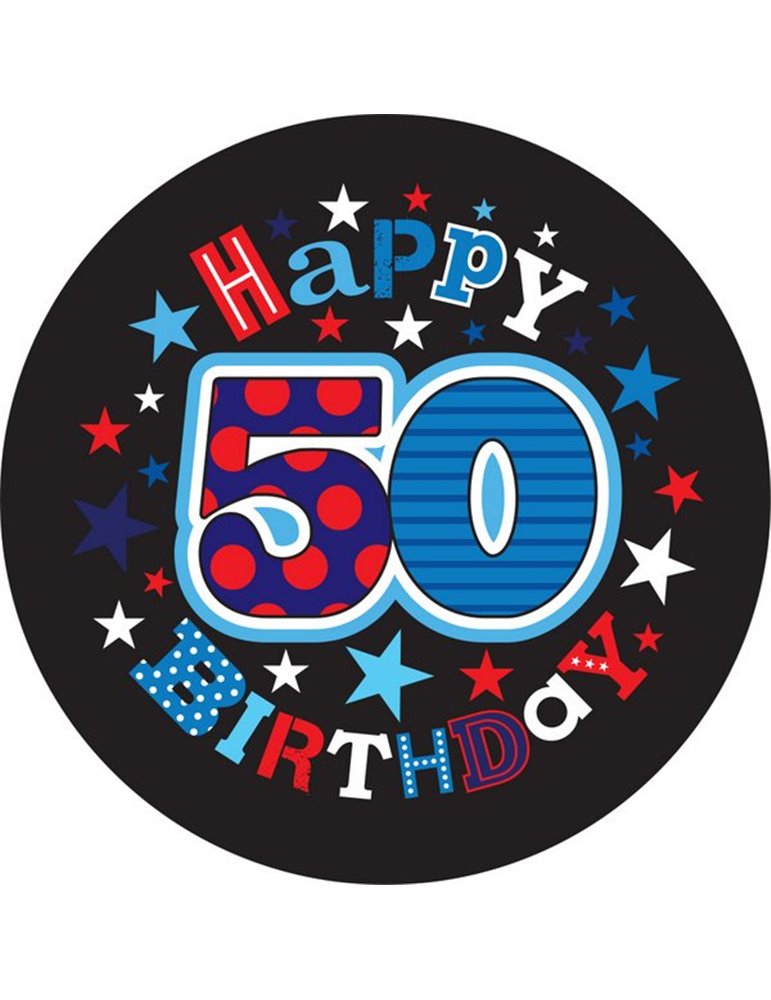 Badge Happy Birthday Age 50 Male 15cm