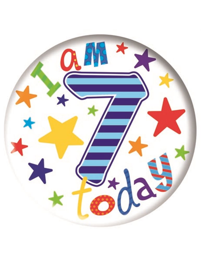 Badge Happy Birthday Age 7 Boy 15cm