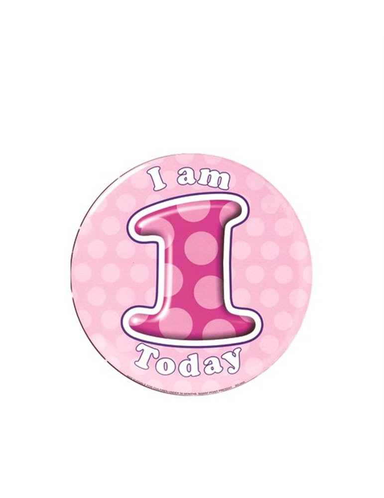 Badge Happy Birthday Age 1 - Girl 15cm