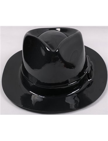 Hat Plastic Trilby Gangster Adult  Black