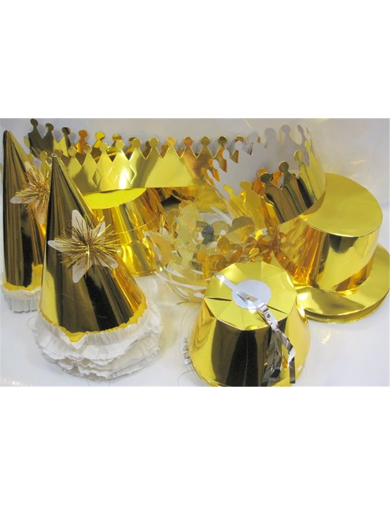 Foil Party Hats Holographic Gold Delu 25